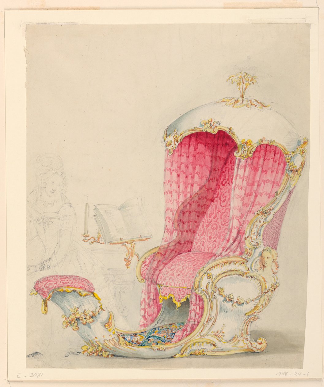Tekening, Ontwerp voor een chaise salon, ca. 1810 door Unknown artistUnknown artist