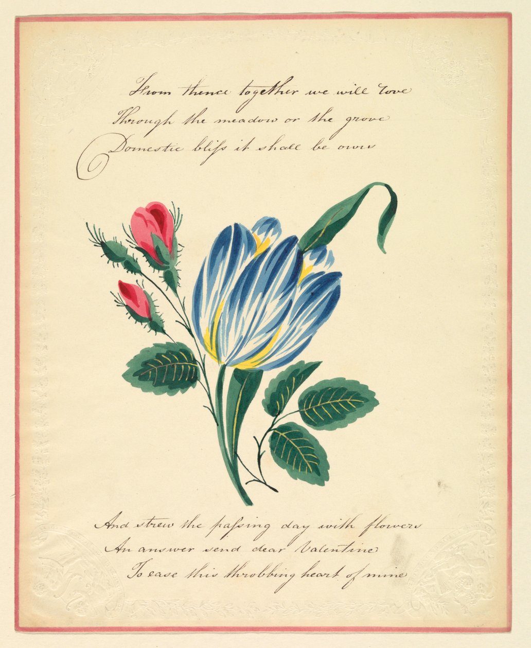 Wenskaart, "Van daaruit zullen we samen liefhebben...", ca. 1819 door Unknown artistUnknown artist