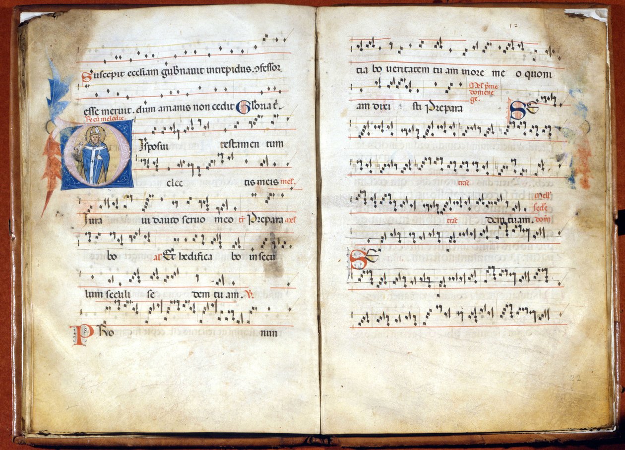 14e-eeuws missaal van de Ambrosiaanse liturgie. Archief van het kapittel van St. Ambrosius, Milaan door Unknown artist
