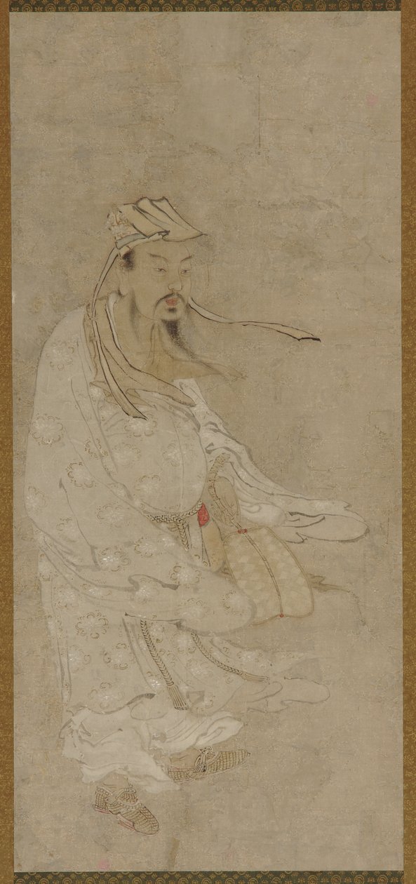 Een Chinese man staande in een harde wind door Unknown artist