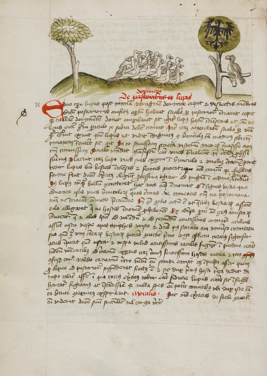 Een zwerm vogels onder een boom inclusief een gekroonde adelaar met een heraldisch blazoen op zijn vleugels door Unknown artist