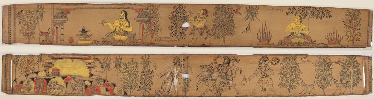 Een prins voert boetedoeningen uit (recto); Shiva en zijn volgelingen keren terug naar de berg Kailash (verso), uit een romance van Chandrabhanu en Lavanyavati van Upendra Bhanja door Unknown artist