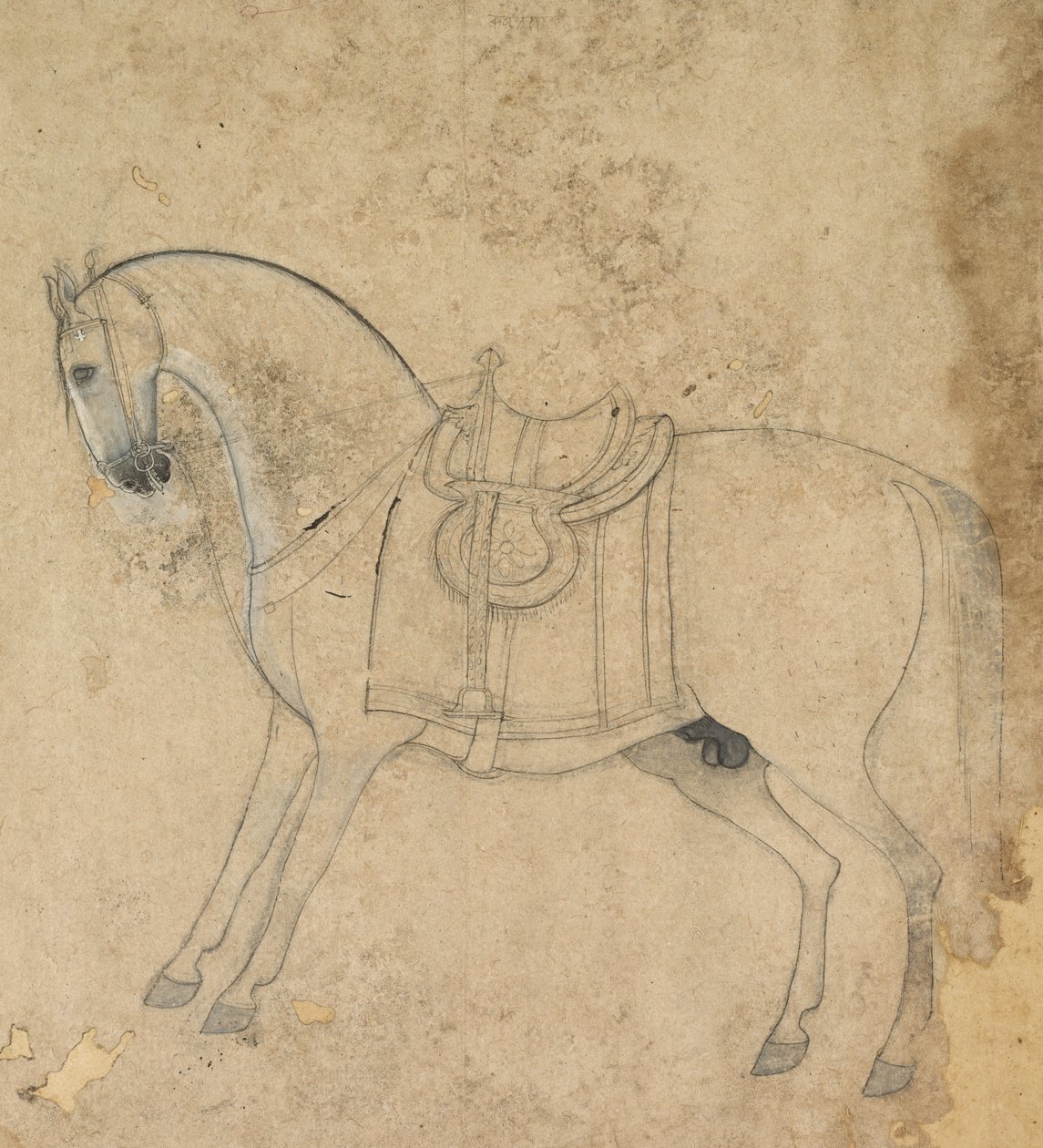 Een gezadeld paard door Unknown artist