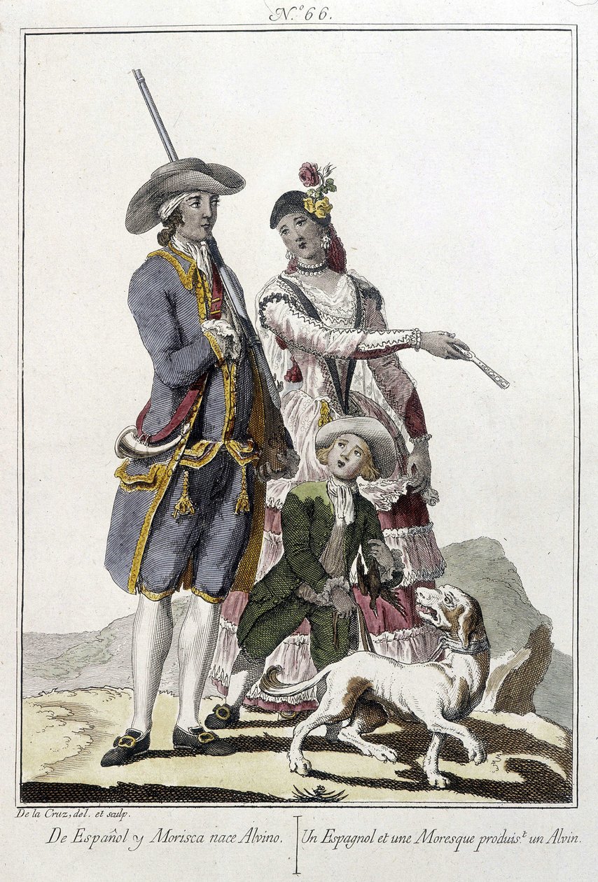 Een Spanjaard en een Moor baren een alvin - gravure door Unknown artist