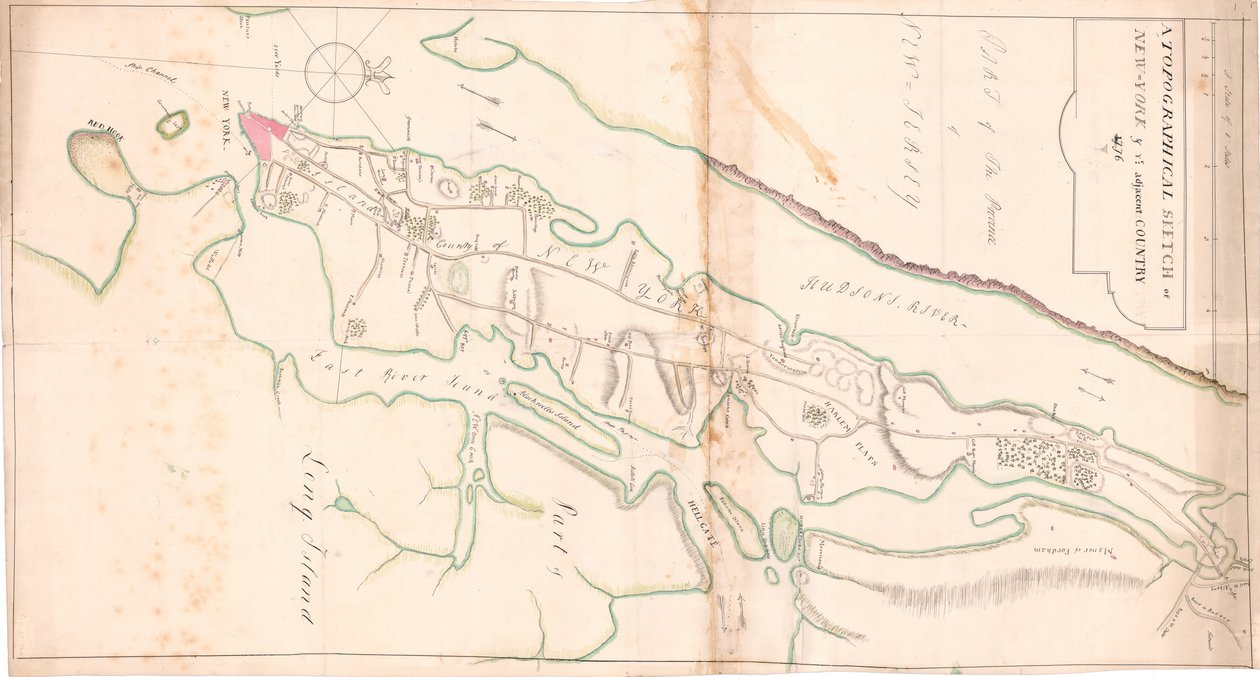 Een topografische schets van New York door Unknown artist