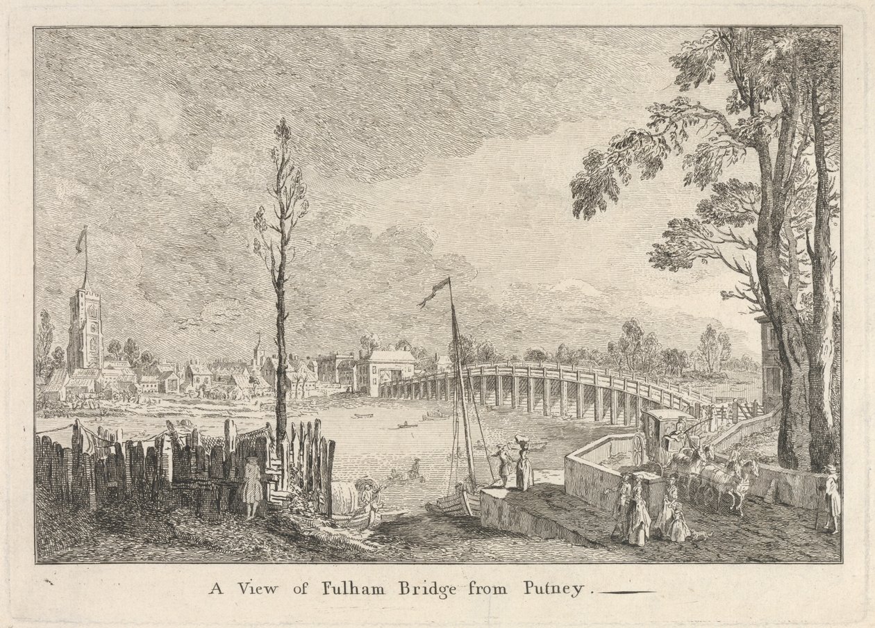 Een Uitzicht op Fulham Bridge vanaf Putney door Unknown artist