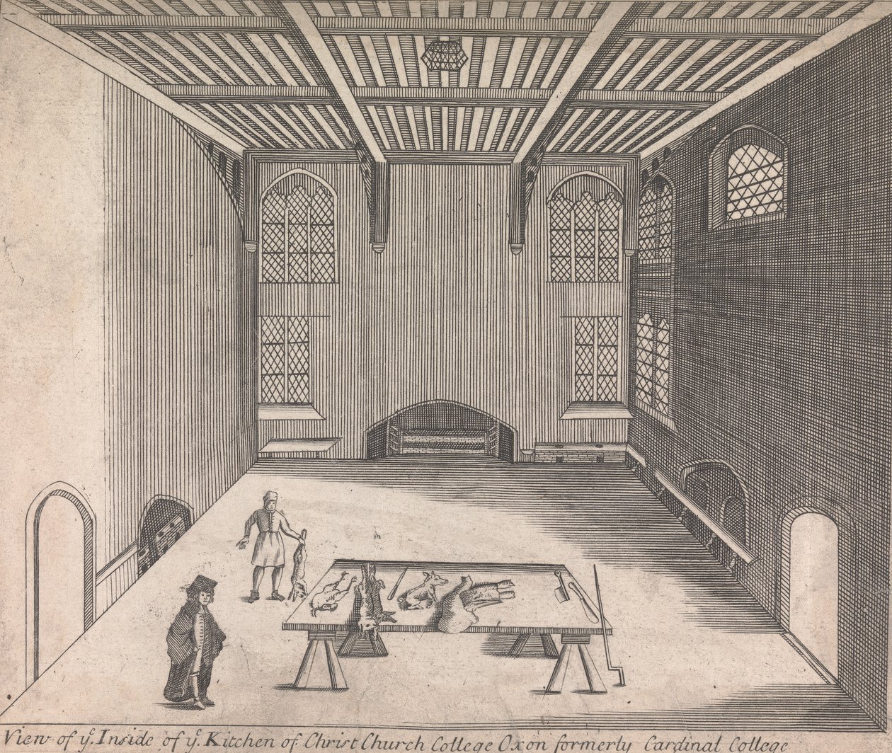 Een Uitzicht op de Binnenkant van de Keuken van Christ Church College, Oxon voorheen Cardinal College door Unknown artist