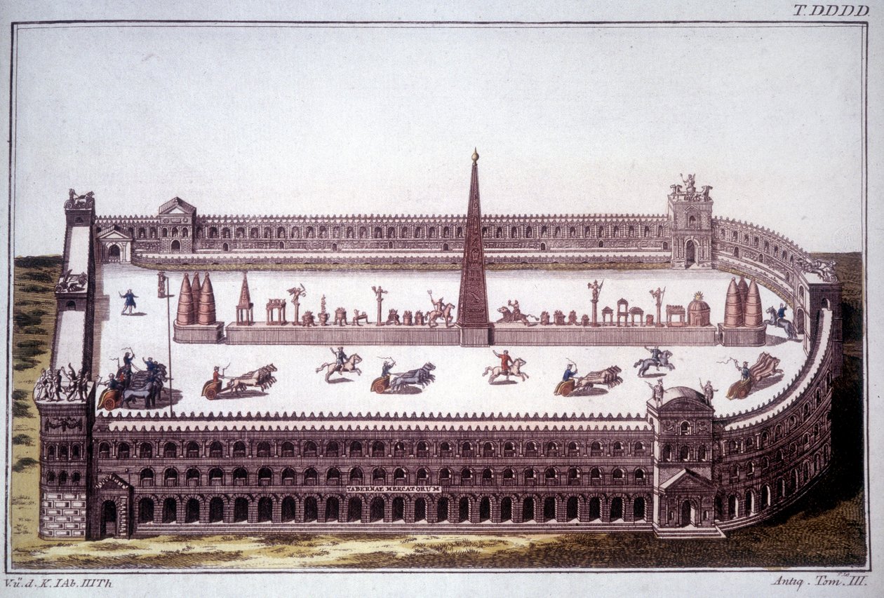 Een tankrace in Cirque Maxime (Circo Massimo) door Unknown artist