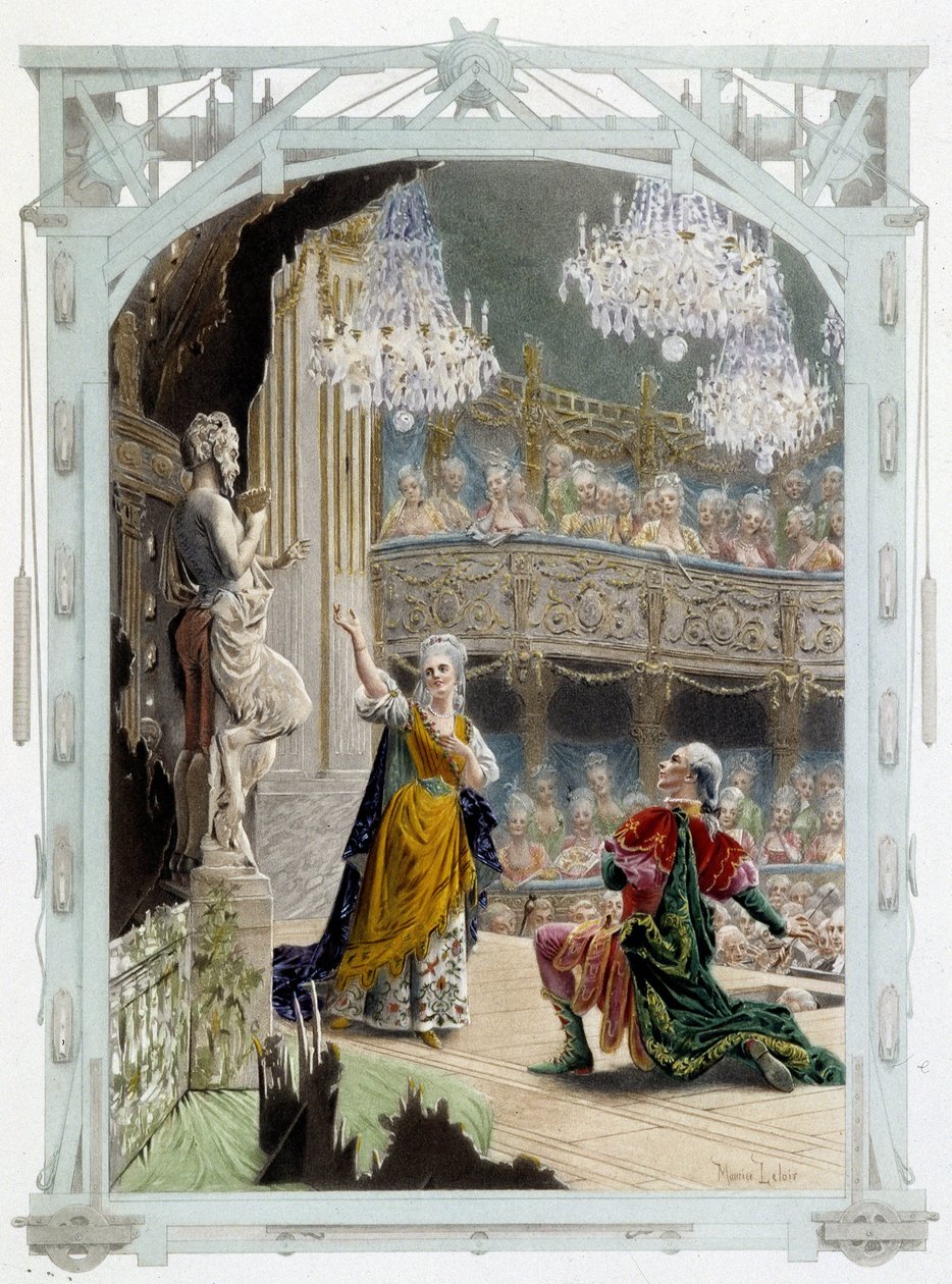 Acteurs op een theaterscène - in “Een vrouw van kwaliteit in de eeuw voorbij” door Unknown artist