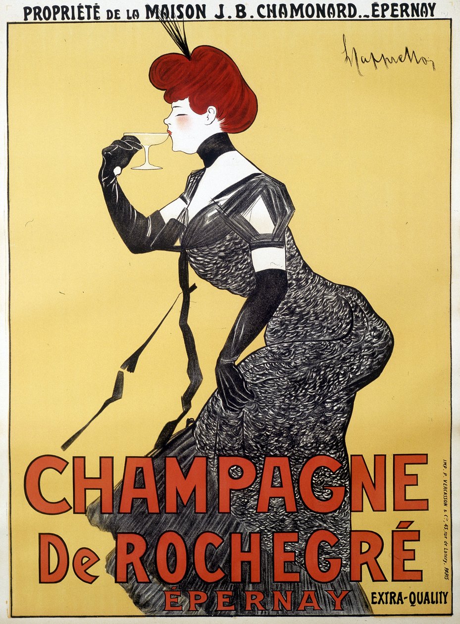 Reclameposter voor Champagne de Rochegre - door Leonetto Cappiello (1875-1942), eind 19e eeuw door Unknown artist