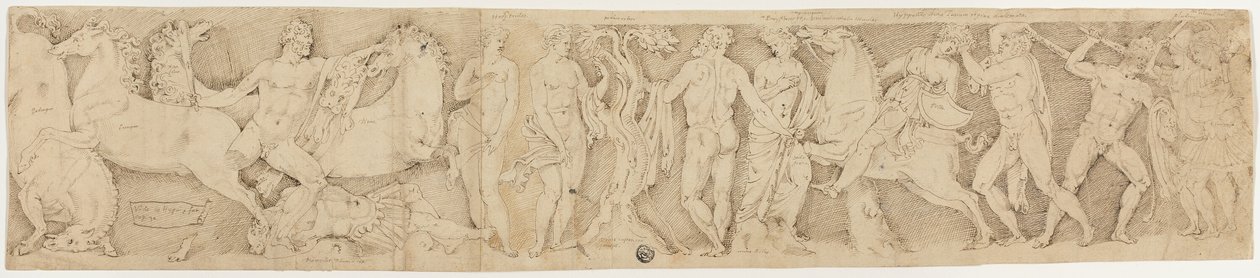 Na de antiek: Sarcofaagdeksel met de Werken van Hercules door Unknown artist