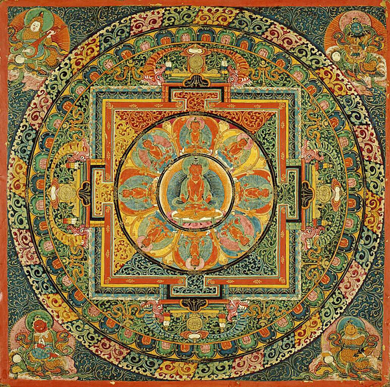 Altaartafel met mandala van Amitayus, de Boeddha van het Oneindige Leven door Unknown artist