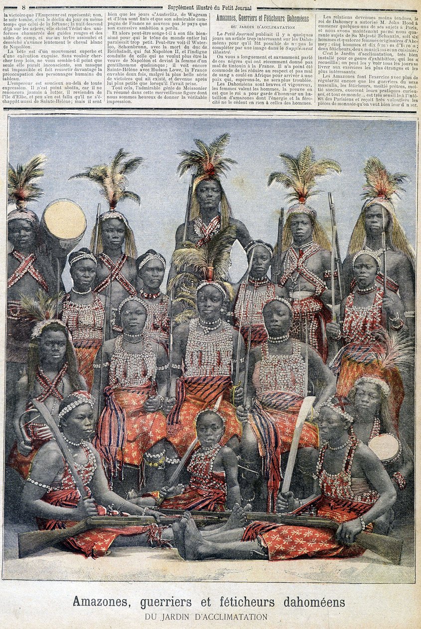 Amazones, krijger en Dahomeaanse fetisjisten (uit het huidige Benin), uit de acclimatisatietuin - in 