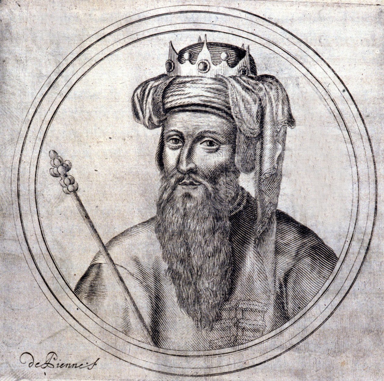 Amadeus VIII (1383-1451), graaf en daarna hertog van Savoye, laatste tegenpaus onder de naam Felix V. Gravure in "Genealogische Geschiedenis van het Koninklijk Huis van Savoye" door Samuel Guichenou, Lyon 1660 door Unknown artist