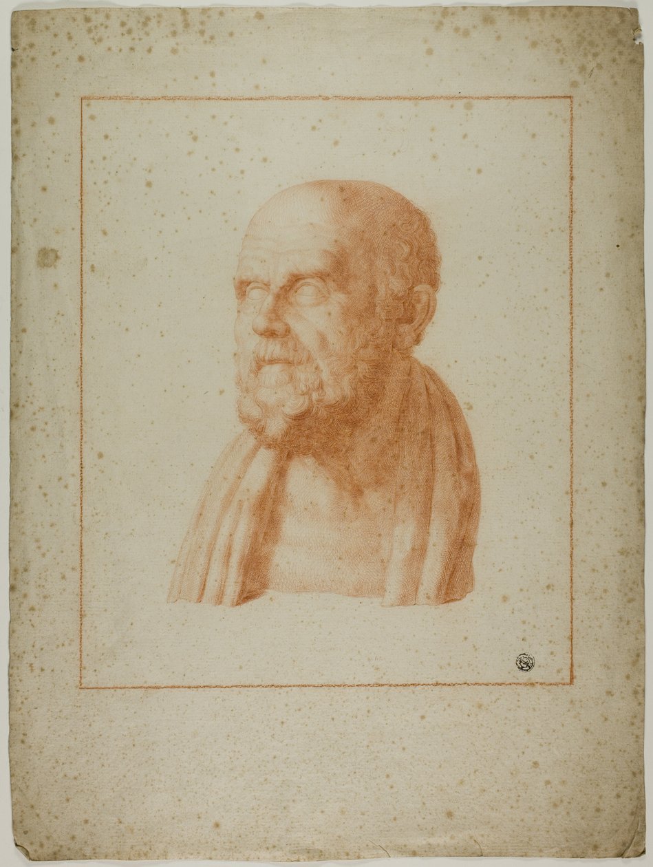 Oude buste van bebaarde man door Unknown artist