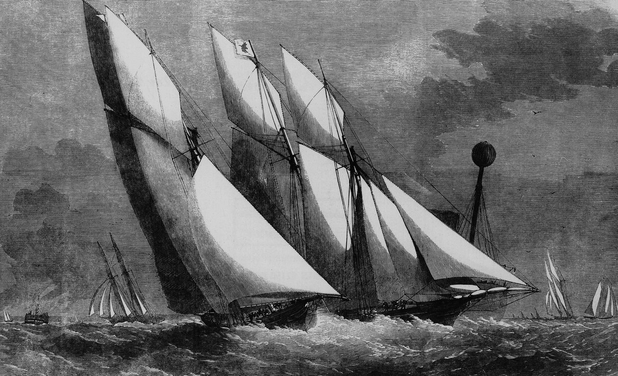 Jaarlijkse race van de Royal Thames Yacht Club: Galatea en Sharck in 1862, Bibl. des Arts deco. door Unknown artist
