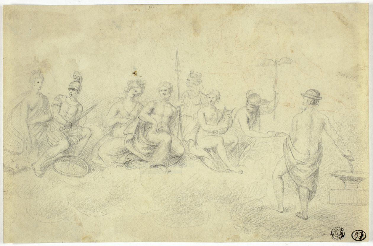 Vergadering van goden en godinnen op de berg Olympus door Unknown artist