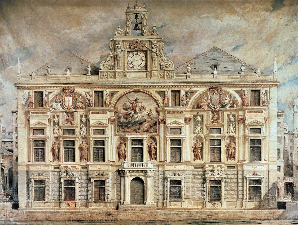 Bank van San Giorgio in Genua, Italië door Unknown artist