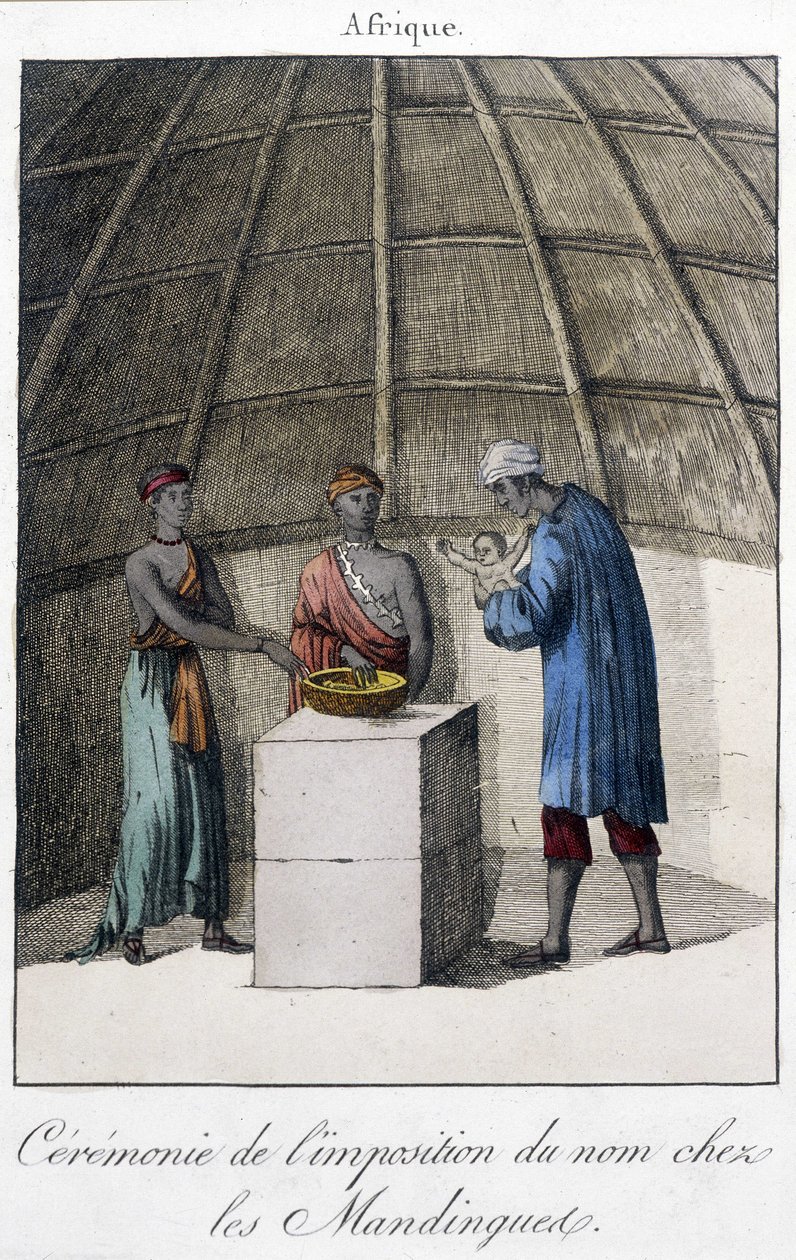 Doop in de Mandingues (Mali?) in Afrika - gravure door Unknown artist