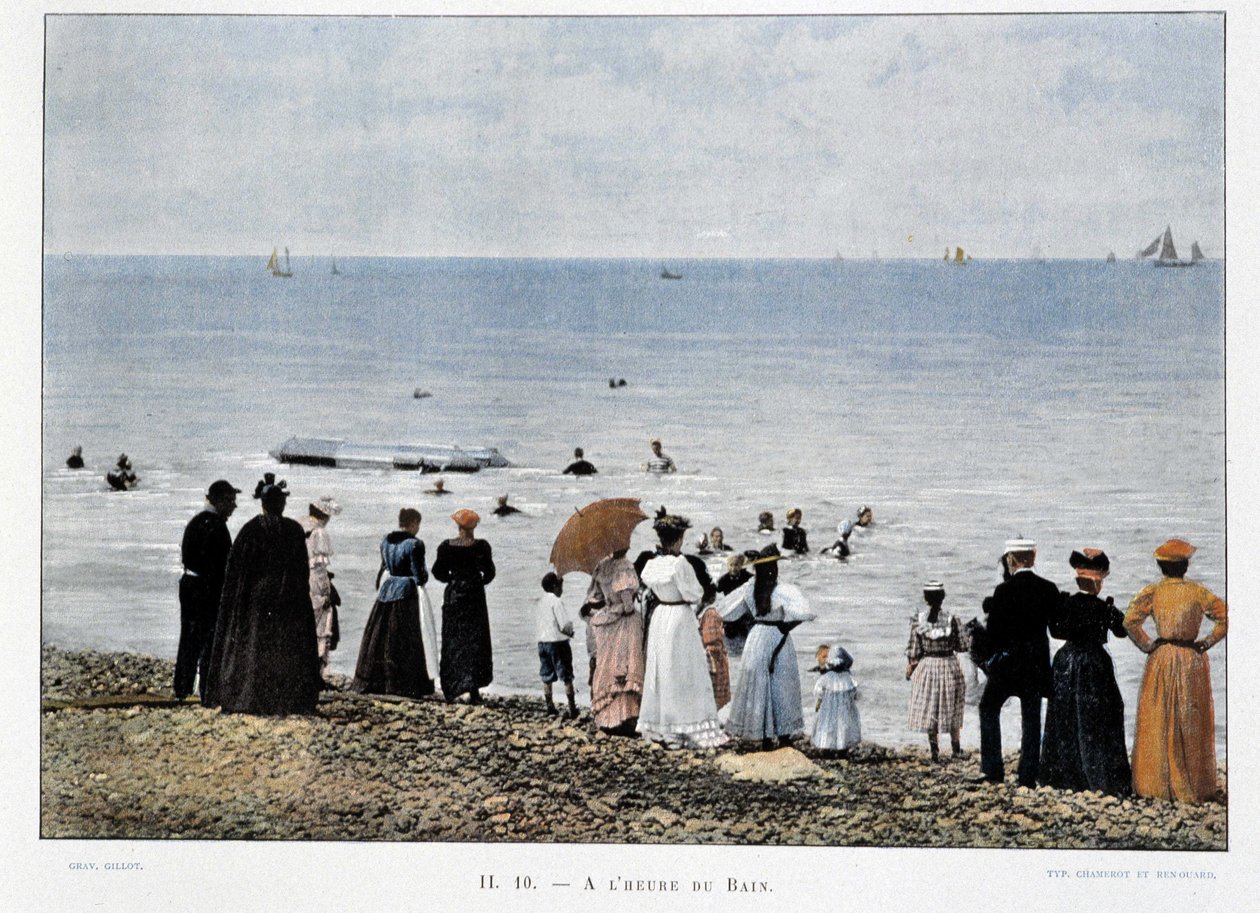 Baden op de stranden van de Atlantische Oceaan, eind 19e eeuw door Unknown artist