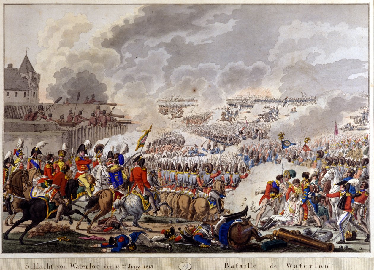 Slag bij Waterloo op 18 juni 1815. gravure 19e eeuw door Unknown artist