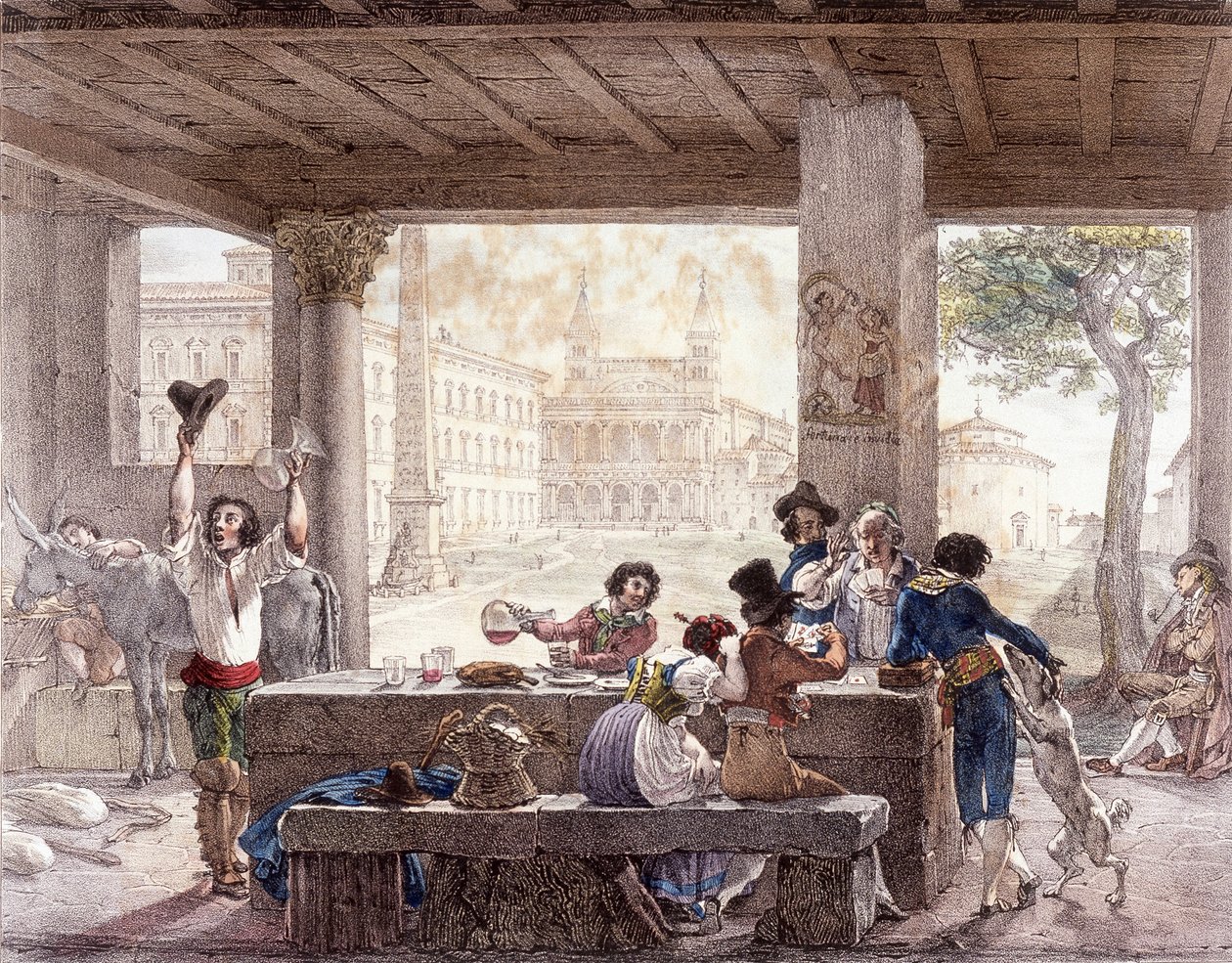 Bistro in Rome rond 1820 door Unknown artist