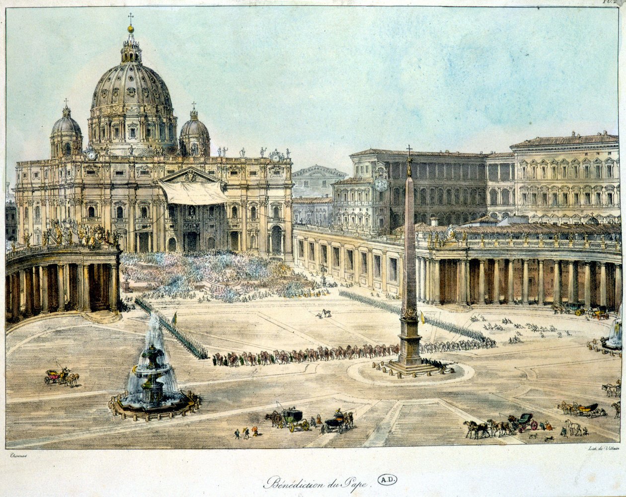 Zegen van de Paus vanuit St. Pieter van Rome, ca. 1820 door Unknown artist