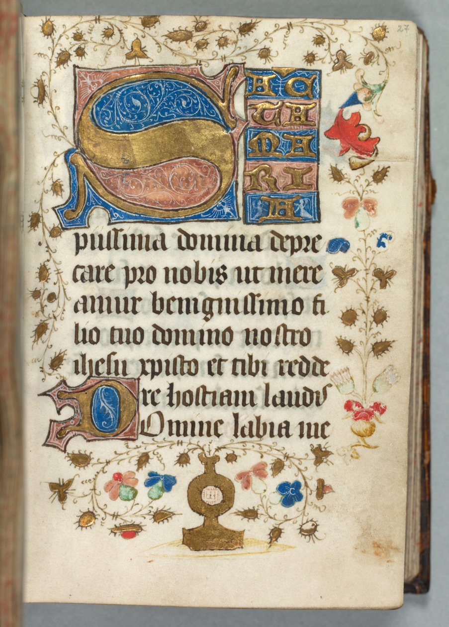 Getijdenboek (Gebruik van Metz): Fol. 27r, Gedecoreerde Initialen door Unknown artist