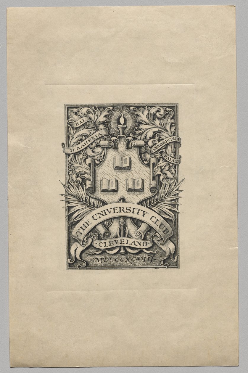 Boekplaat: The University Club, Cleveland door Unknown artist