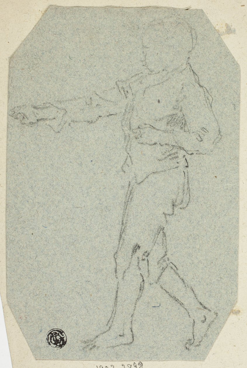 Wandelende jongen in profiel door Unknown artist