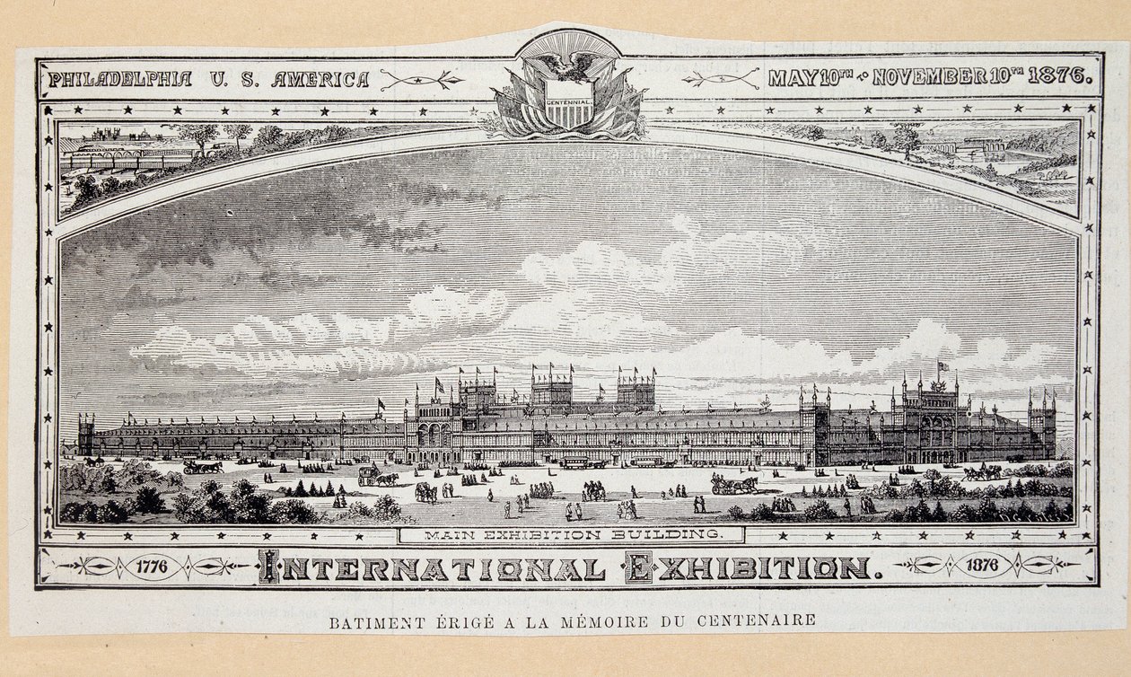 Gebouw opgericht ter nagedachtenis aan het eeuwfeest (1776-1876) op de Philadelphia Internationale Tentoonstelling door Unknown artist