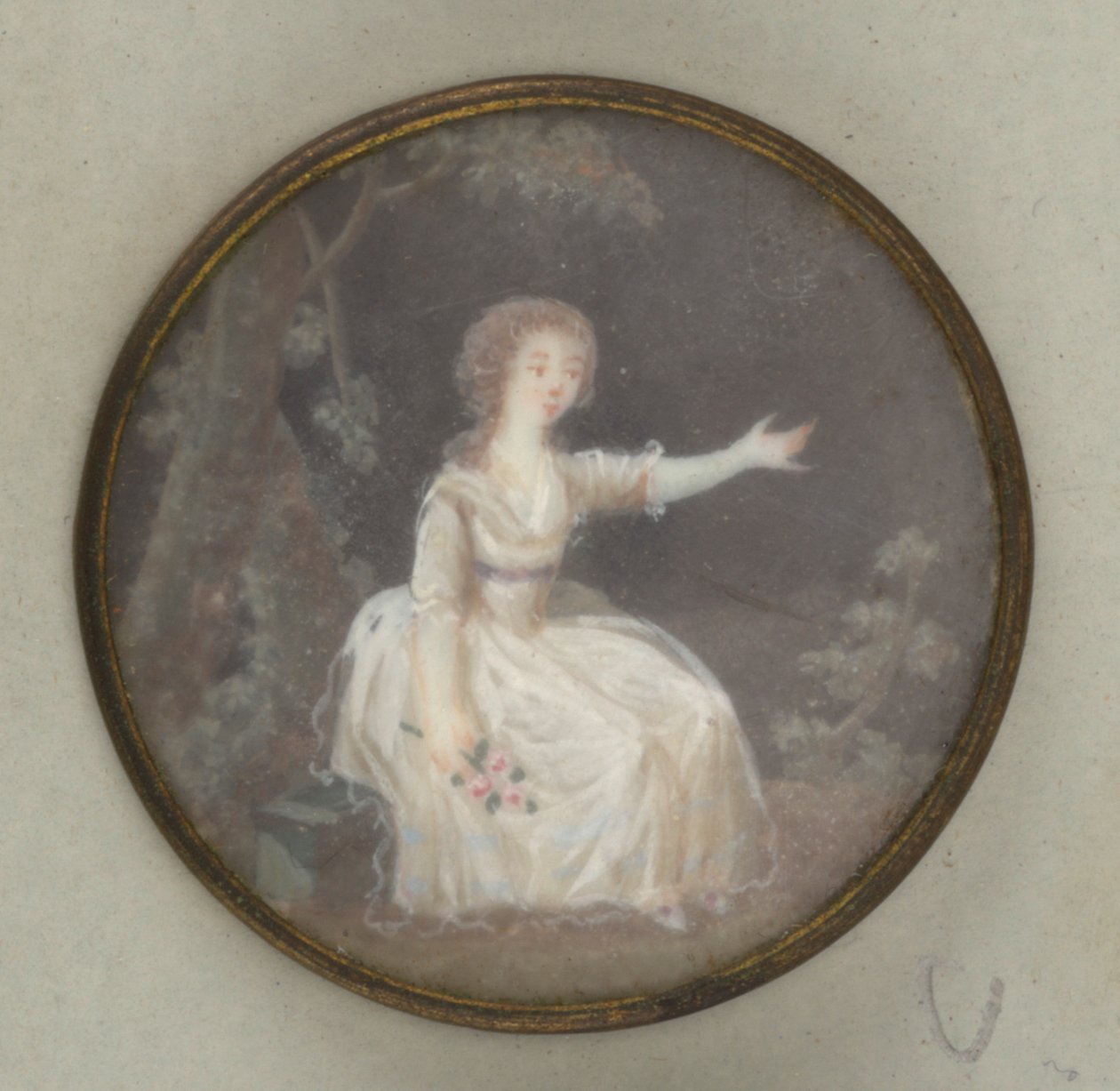 Knop met geschilderde dame door Unknown artist