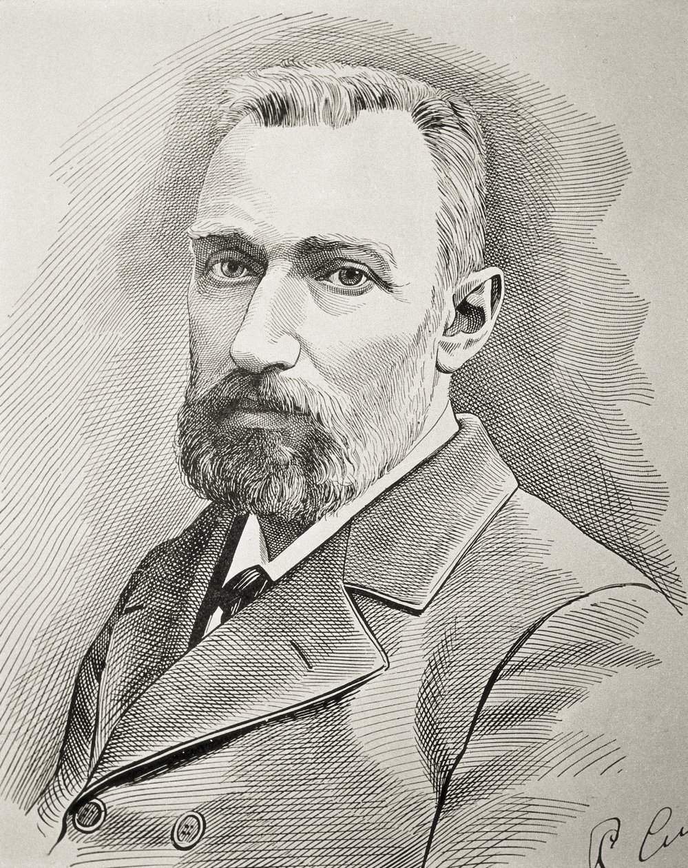 Pierre Curie (1859-1906). Franse natuurkundige. Portret van 1898. Gravure. door Unknown artist
