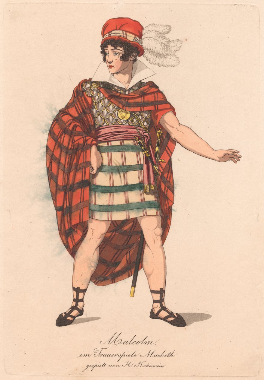 Personages uit een Duitse productie van Macbeth (een van zes etsen) door Unknown artist