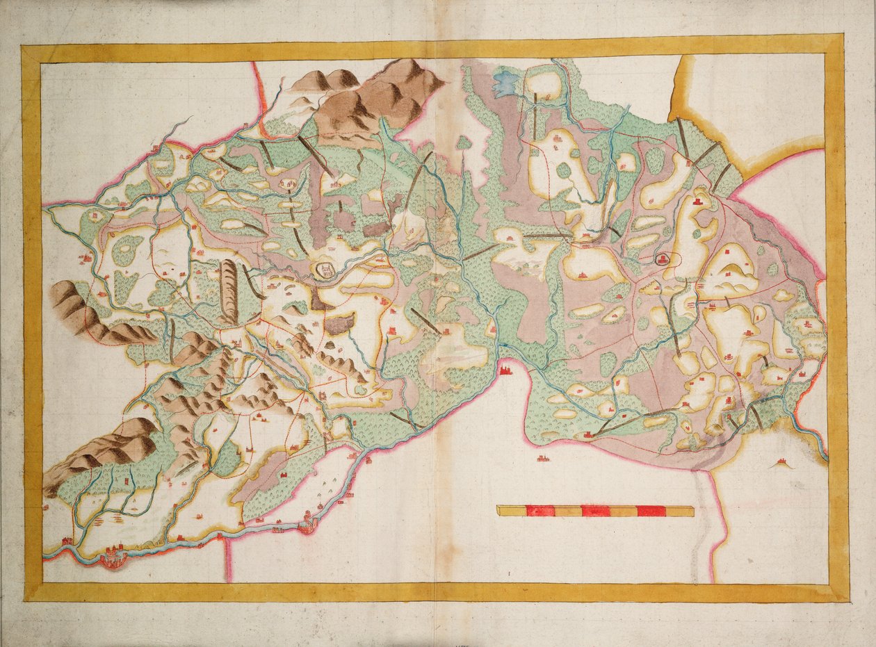 Kaart van Leix en Offaly, Ierland, ca. 1590 door Unknown artist