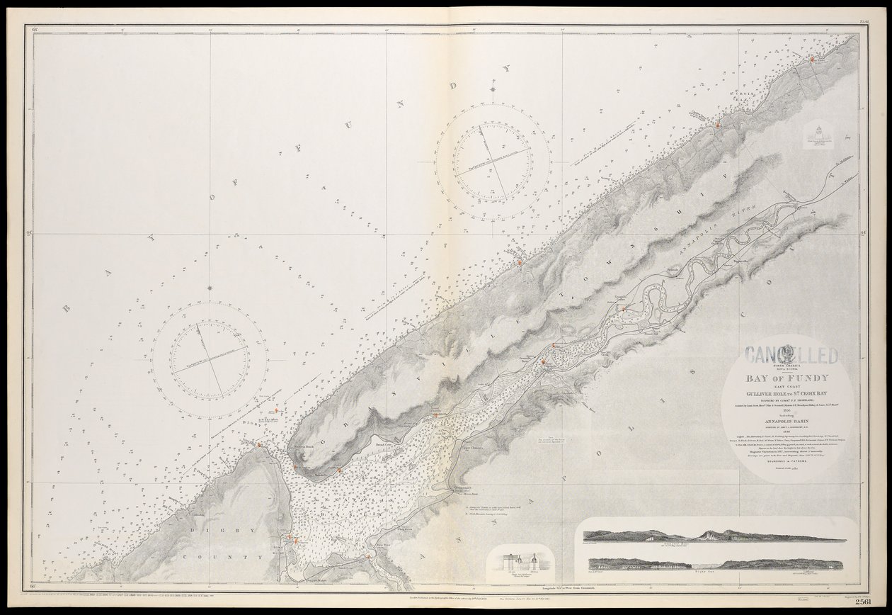 Kaart van Nova Scotia, Bay of Fundy, Gullivers Hole naar St Croix Bay, voor het eerst gepubliceerd op 10 februari 1858 door Unknown artist