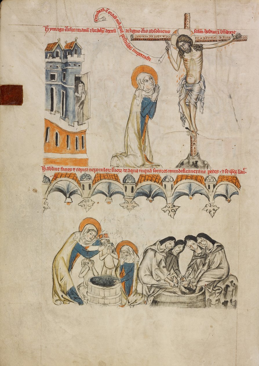 Christus zegent de heilige Hedwig; de heilige Hedwig wast het gezicht van haar kleinzoon door Unknown artist