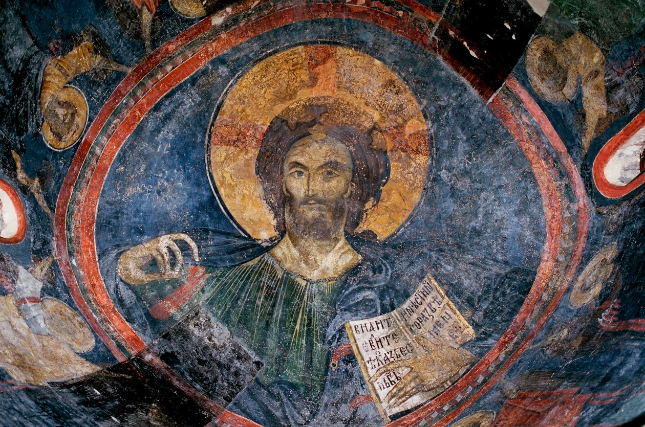 Christus Pantocrator - Anoniem - 13e eeuw - Fresco - Boyana Kerk, Sofia, Bulgarije door Unknown artist