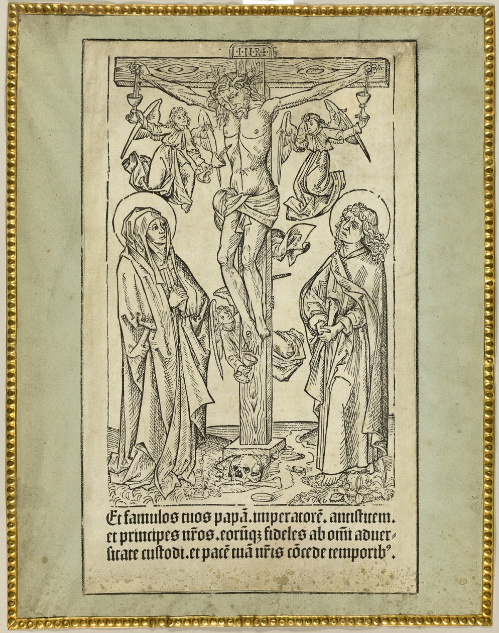 Christus aan het kruis met engelen door Unknown artist