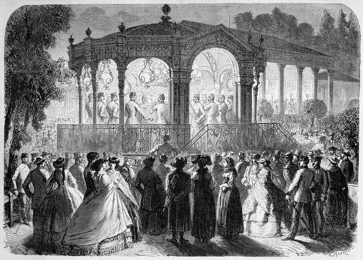 Concert gegeven door Oostenrijkse muziek bij de nieuwe kiosk in Baden door Unknown artist