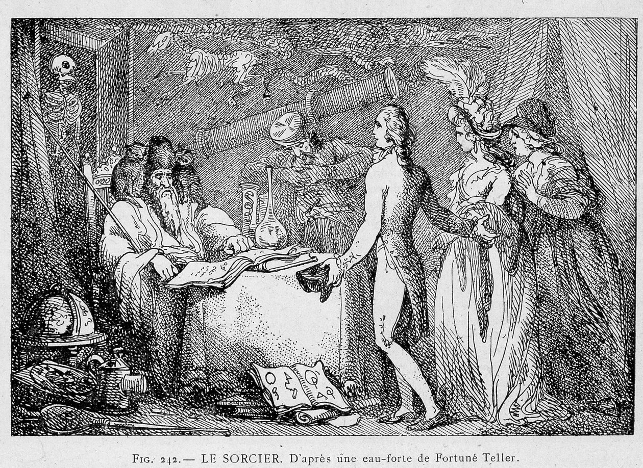 Consultatie van een tovenaar - gravure door Unknown artist