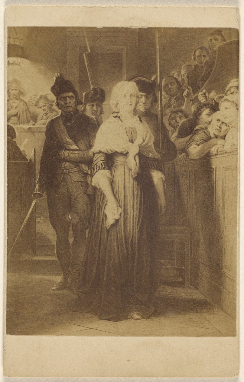 [Kopie van een ongeïdentificeerd schilderij: vrouwen worden een rechtszaal binnengeleid door mannen met geweren en zwaarden]. door Unknown artist