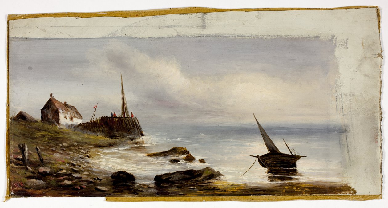 Huisje aan de kust door Unknown artist