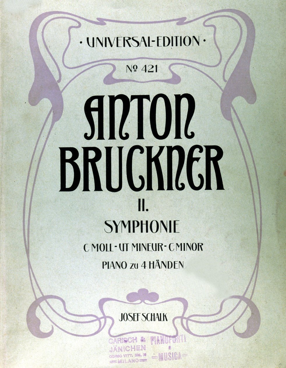 Omslag van de partituur voor de tweede symfonie in c mineur van Anton Bruckner door Unknown artist
