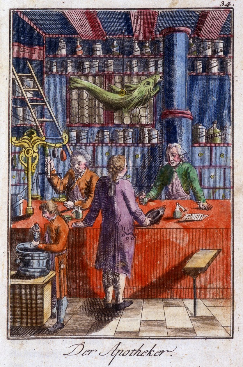 Ambachten: de apotheker in zijn werkplaats. In 