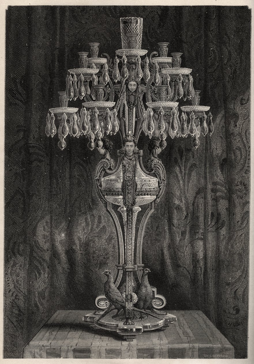 Kristallen kandelaar uit de Baccarat fabriek - gravure in 