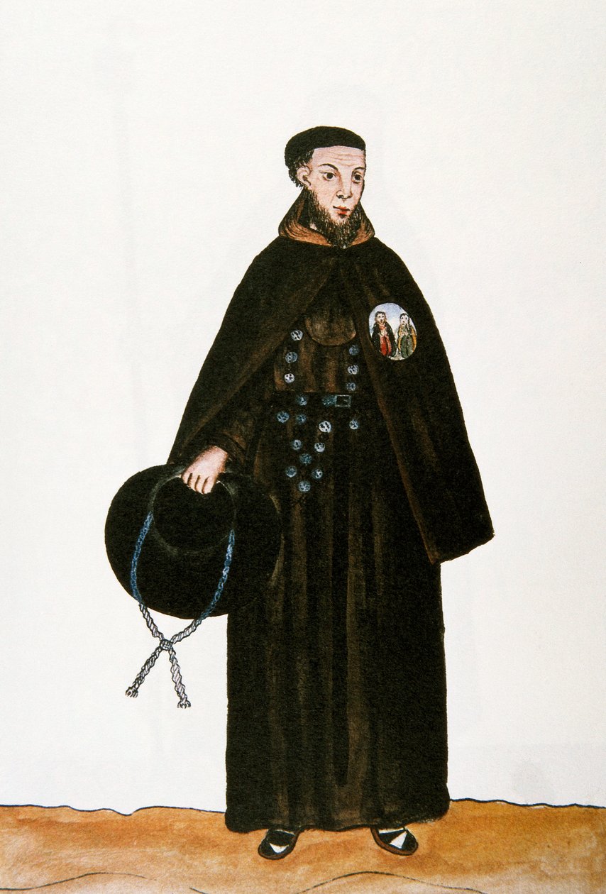 Dagelijks leven en gewoonten van Peru: voorstelling van een monnik van de Franciscaner orde. door Unknown artist