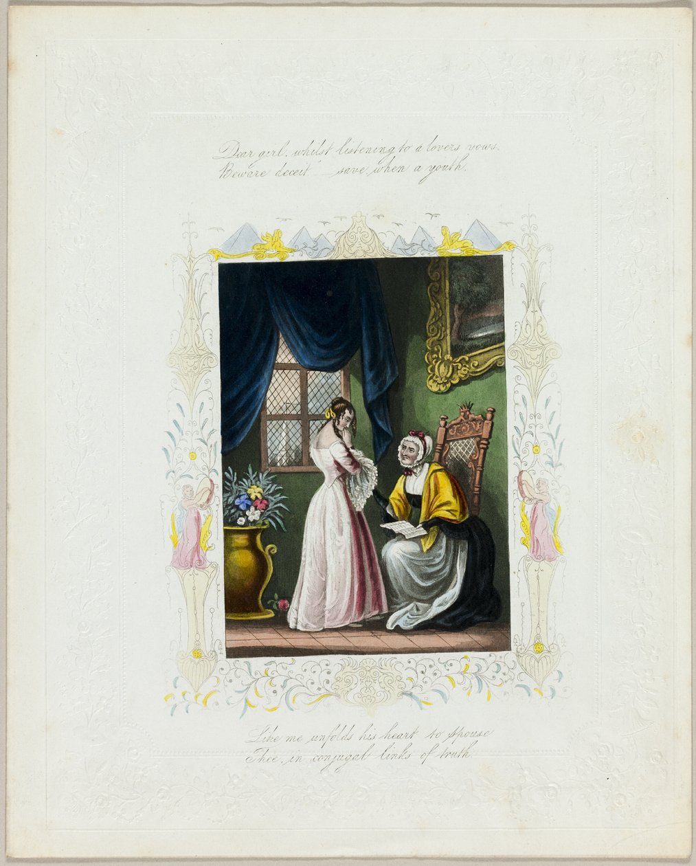 Lief meisje, terwijl je luistert naar de geloften van een minnaar (valentijn) door Unknown artist
