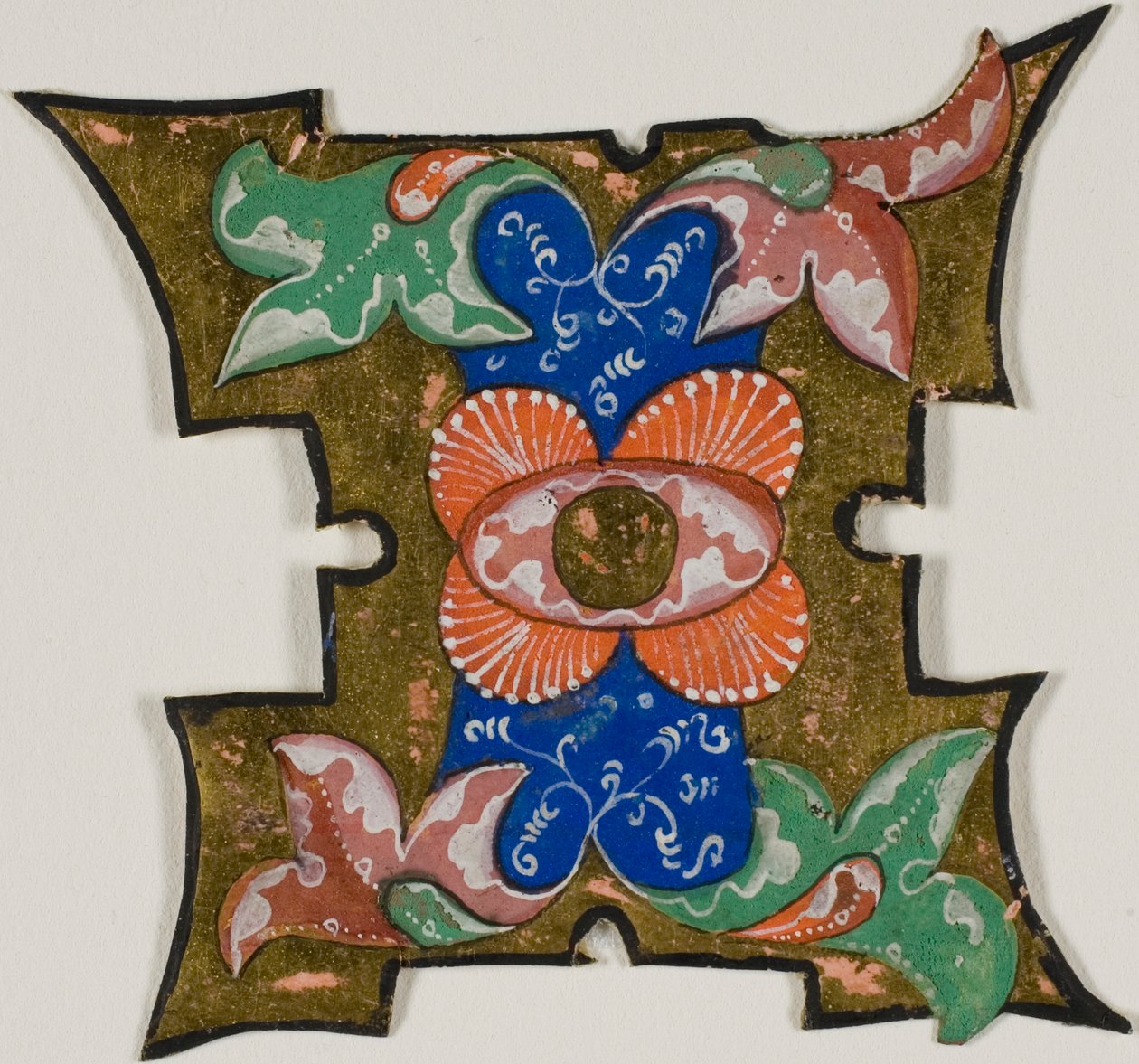 Versierde initiaal "I" met bladeren uit een koorboek door Unknown artist