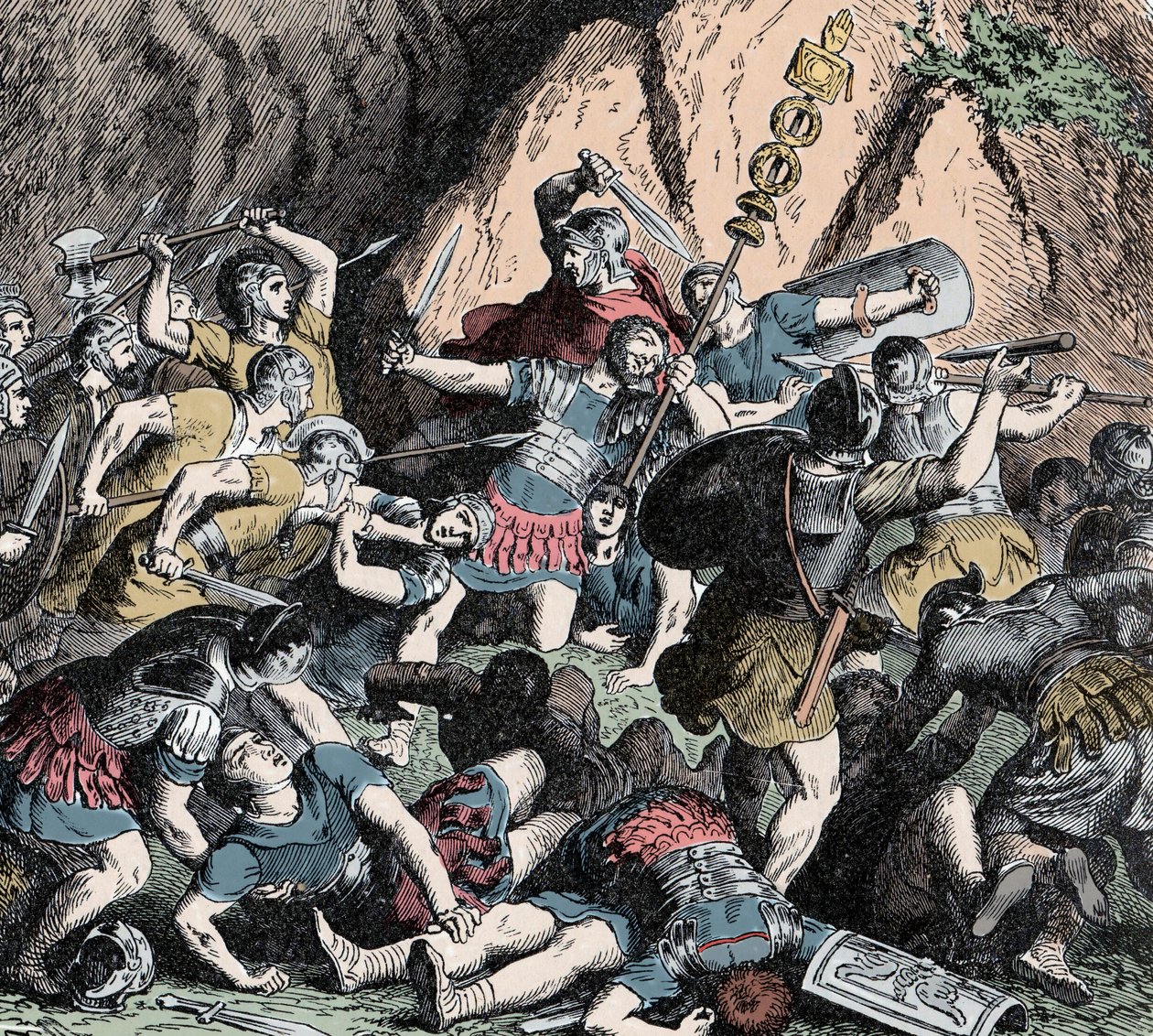 Nederlaag van de Fabians - Tweede Punische Oorlog (218-201 v.Chr.): de nederlaag van het Fabian-leger en de strategie van uitputting van Fabius Maximus tegen de plunderingen van het Carthaagse leger door Unknown artist